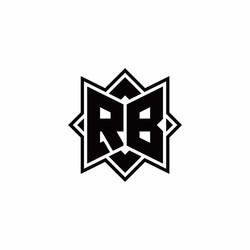 Rb monogram logo with square rotate style outline vector