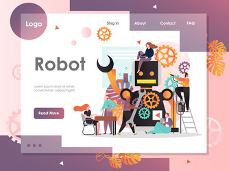 Robot Website Template - Modern Tech Landing Page vector image