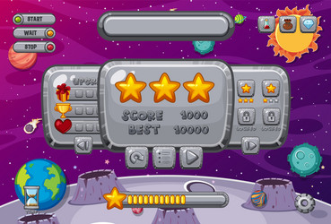 screen template for computer game with space theme vector image