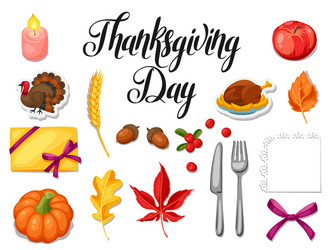 thanksgiving day set of object autumn and holiday Vector Image