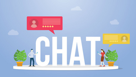 chat big text or word with people chatting vector