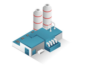 flat isometric concept 3d modern factory vector