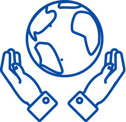 Globalization in hands line icon concept vector