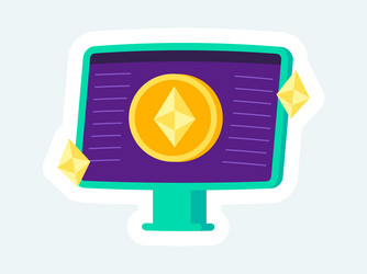 monitor screen with ethereum symbol vector image