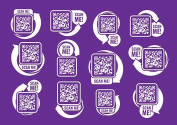 qr code template set scan me icon for payment vector image