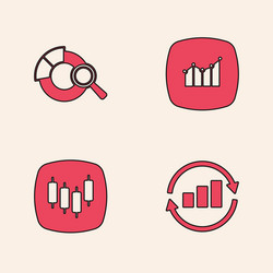 set graph chart infographic search data analysis vector image