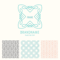 set of outline emblems and patterns vector image
