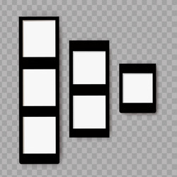 set of realistic empty photo frames compositions vector image
