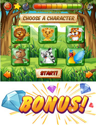 computer game template with wildlife characters vector image