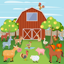 Farm animals in barnyard Royalty Free Vector Image