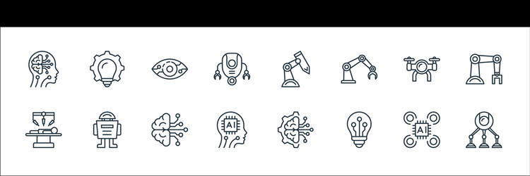 Robotics line icons linear set quality vector