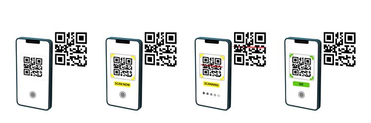 scan qr code with mobile scanner 3d rendered vector image