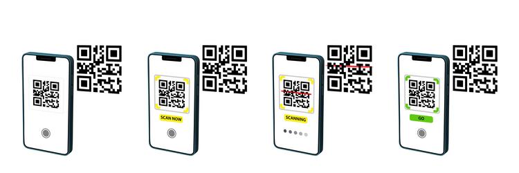 scan qr code with mobile scanner 3d rendered vector