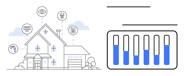 smart home system with data analytics for energy vector image