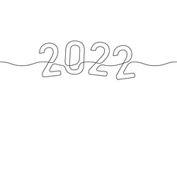 2022 year digits and wavy line single vector image