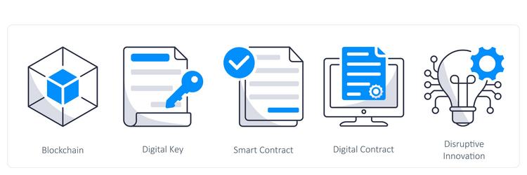 a set of 5 blockchain icons as digital vector image