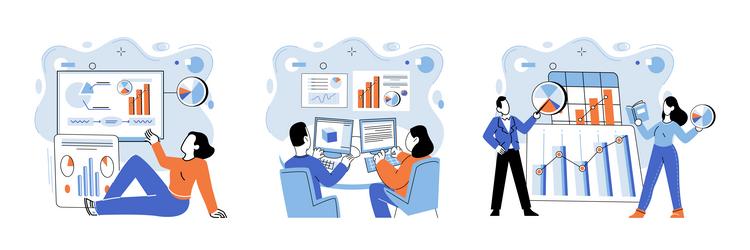 business data analysis analyzing is key vector image