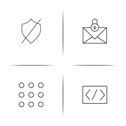 cyber security simple linear icon setsimple vector image