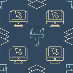 set line layers computer monitor and cursor vector image