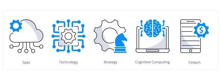 a set of 5 blockchain icons as saas technology vector image