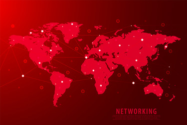 global network connection background red world vector image