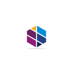 Awesome colorful gradient cube hexagon box logo Vector Image