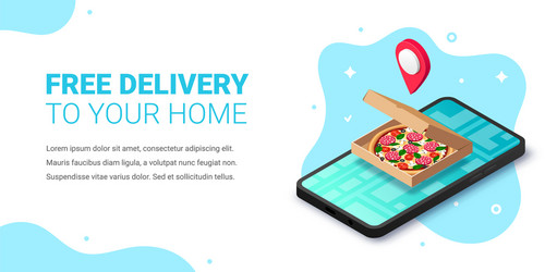 Free pizza delivery service phone banner vector