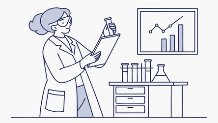 scientist analyzing data in lab research and vector image
