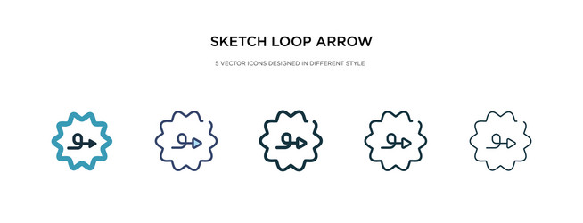 sketch loop arrow icon in different style two vector image