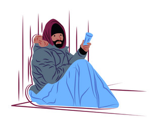 beggar in shadow sharp lines style vector image