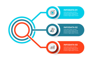 business data visualization flowchart with 3 vector