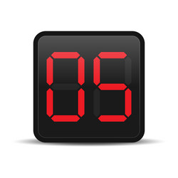 digital countdown display with red number 5 vector image