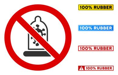 Flat no condom sign with phrases Royalty Free Vector Image