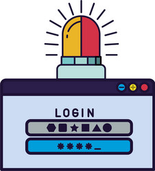 computer window with password and siren vector image