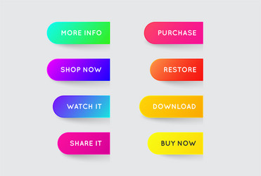 set of modern gradient app or game buttons trendy vector