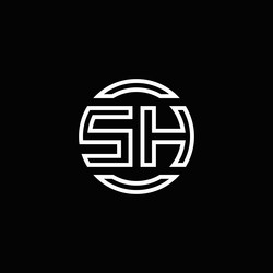 Sh logo monogram with shield shape design template