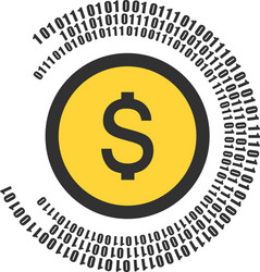 abstract technology dollar logo with binary code vector image