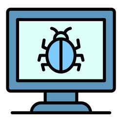 Computer bug icon color outline vector