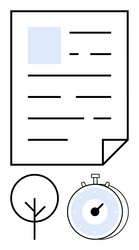 document page with timer and minimalist tree vector image
