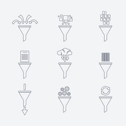Line Icons: Filter & Analysis vector image