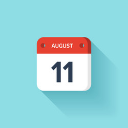 august 11 isometric calendar icon with shadow vector