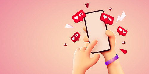 cute 3d cartoon hand holding mobile smartphone vector