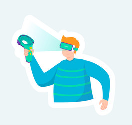 man in vr headset with controller metaverse vector image