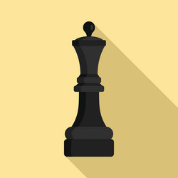 black chess queen icon flat style vector