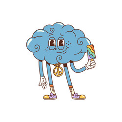 Groovy Cloud Character - Hippie Style vector image