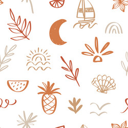 Summer tropical jungle seamless pattern Royalty Free Vector