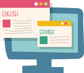 desktop with traductor website flat style vector