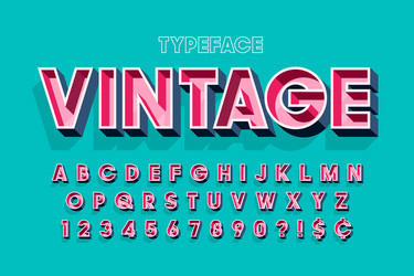 Retro 3D Alphabet Font - Display Style vector image
