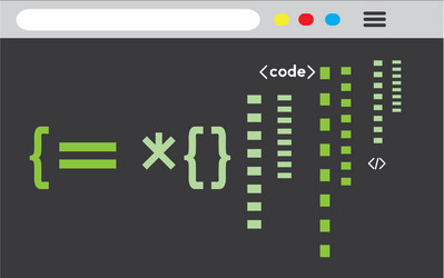 programming code on a browser window vector