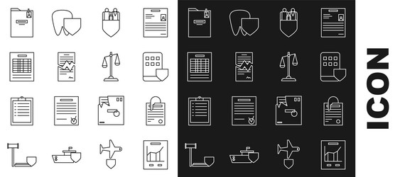 Set line document with graph chart file vector